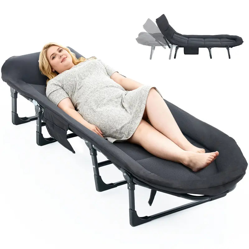 Adjustable Folding Camping Cot & Mattress | Portable 450lbs Capacity Bed