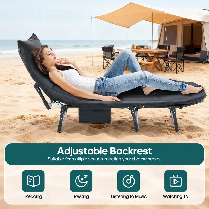 Adjustable Folding Camping Cot & Mattress | Portable 450lbs Capacity Bed