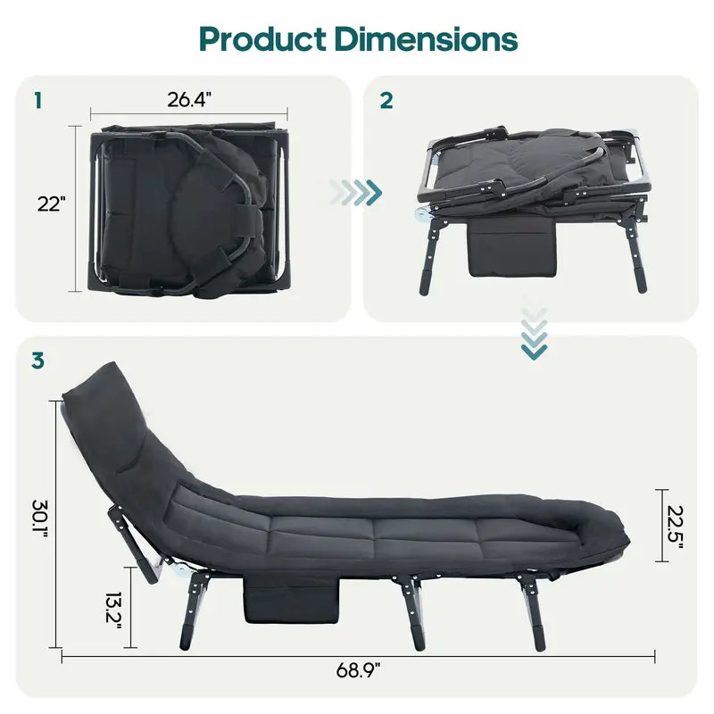 Adjustable Folding Camping Cot & Mattress | Portable 450lbs Capacity Bed