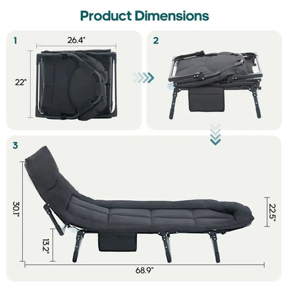 Adjustable Folding Camping Cot & Mattress | Portable 450lbs Capacity Bed