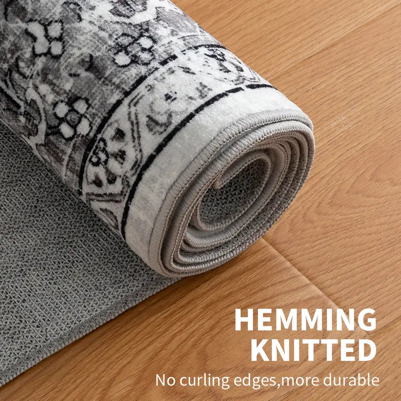 Boho Washable Area Rug - Non Slip Low Pile Machine Washable Carpet for Living Room Bedroom Nursery